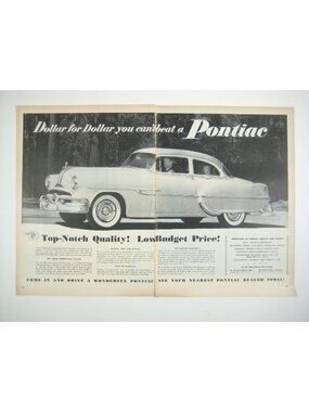 Vintage 1953 Pontiac Advertisement Print 2 Page AD MOD